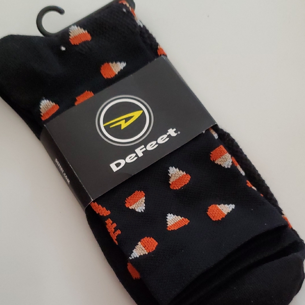 DeFeet Halloween Unisex Socks Black & Orange Patterned  XL, Men 12/14 Womens 13+